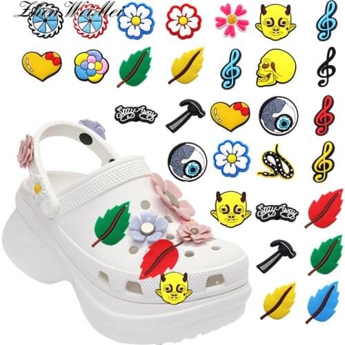 Shoe Charms Accessories Decorations Musical Note Shoe Flowers Charms Red Blue Leaves Flower Shoe Fit Jibz Kids Party Gifts