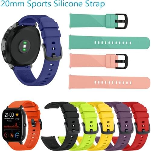 20mm Sports Silicone Strap Band for Huami Amazfit GTS 2e GTS2 mini for Huami Bip Lite S U/GTR 42mm Replacement Watchband