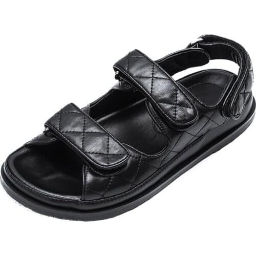 2021 Summer New Sandals Women Flat Casual Sports Shoes Apricot Platform Roman Sandals Brand Design Ladies Beach Shoes Black