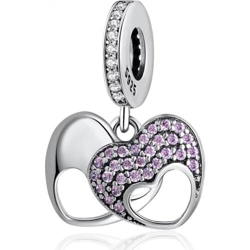 S925 Pendant DIY Jewelry Love Heart Mother Lockets Dangle Charm fit Lady Bracelet Bangle