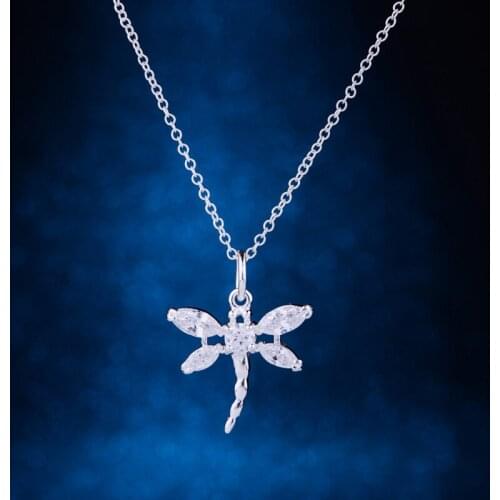 Dragonfly shiny cute silver plated Necklace 925 jewelry silver Pandant Fashion Jewelry BDFKGVDI