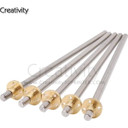 T8 Lead Screw OD 8mm Pitch 8mm Lead 8mm 150mm 200mm 250mm 300mm 330mm 350mm 400mm 500mm With Brass Nut For Reprap 3D Printer