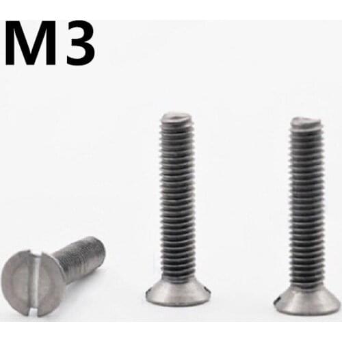 10PCS M3x5/6/8/10/12/15/16/18mm Slotted Screws Titanium Countersunk Bolts DIN963 GB68 Slot Pure Titanium Screw GR2/TA2