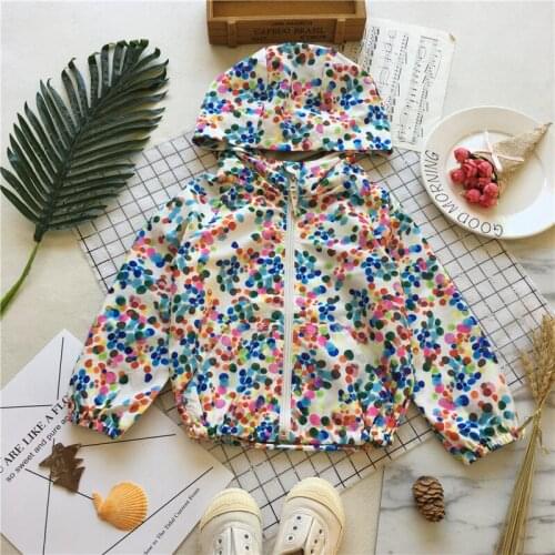 Tonytaobaby Autumn Clothing New Style Baby Color Printing Coat Cardigan Zipper Hooded Coat Girls Coats