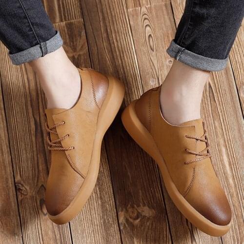 Genuine Leather Shoes Men Leather Sneakers Flats Design Style Men Shoes Loafers Lace Up Walking Casual Shoes Men Big Size966