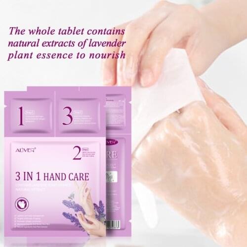 2021 3 in 1 Moisturizing Hand Mask Lavender Soft Whitening Hand Mask Moisturizing Gloves Smoothing Nourishing Repairing Exfoliat