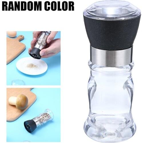 Salt Pepper Grinder Manual Bottle Mill Brushed Stainless Steel Plastic Glass Cookware Spices Milling Gadget Kitchen Accessories