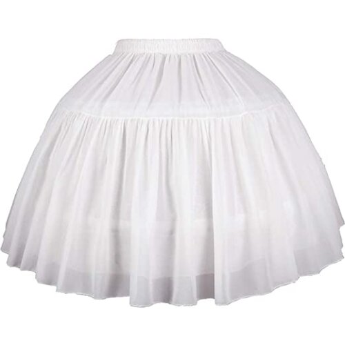 Women Girls Crinoline Petticoat 2 Hoops Skirt Chiffon Ball Gown Short Half Slip Underskirt for Lolita Cosplay