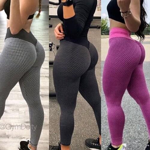 KIWI RATA Sexy Yoga Pants Fitness Sports Leggings Jacquard Sports Leggings Female Running Trousers High Waist Yoga Tight Sports