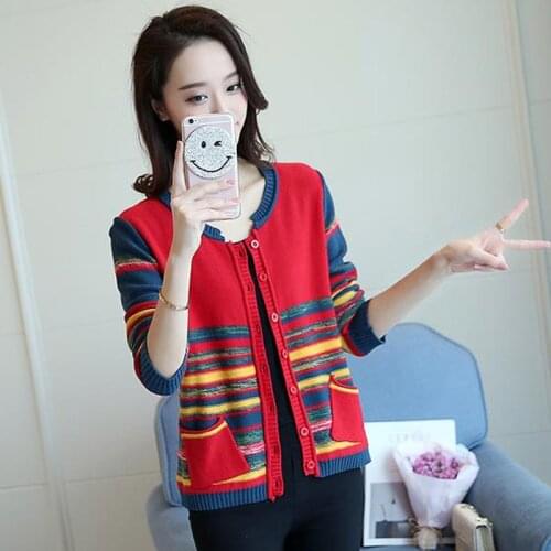 2021 Women Fmeiae Ladies Knitted Sweater Cardigans Korean Fashion Vintage Style Female Autumn Winter New Coat Folk-custom