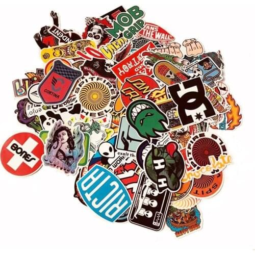 100PCS/set skateboard fashion Stickers For Suitcase Skateboard Laptop Luggage Fridge Phone Car Styling Decal waterproof J0422