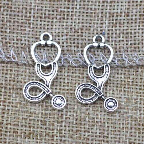 15 Piece 15*27 mm Mixed Alloy Antique Silver Color Echometer Medical Charms Keychain Pendant Accessory For DIY Jewelry Making