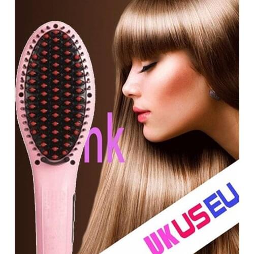 2021 Ceramic Hair Straightener Brush Fast Straightening Electric Hair Comb Flat Iron LCD Display Digital Heating hair Brush