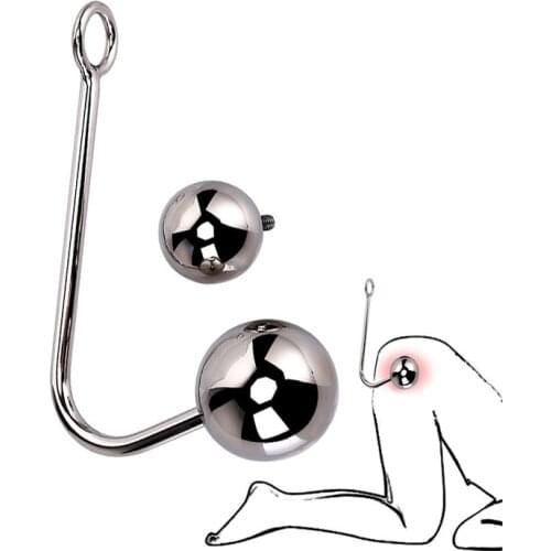 38mm 50mm Anal Beads Plug Butt Anus Dilator Anal Hook Prostate Massage Gay Metal Buttplug with Balls Exotic Sex Tools For Women