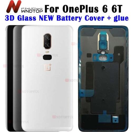 3D Glass For OnePlus 6 Back Battery Cover Door Rear Glass For Oneplus 6T Battery Cover 1+6T Housing Case with Camera Lens