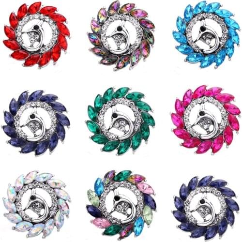 5pcs/lot 2020 New Snap Button Jewelry Bracelet Charm Metal Crystal Rhinestone Flower 18mm Snap Buttons Fit DIY Snap Bracelet