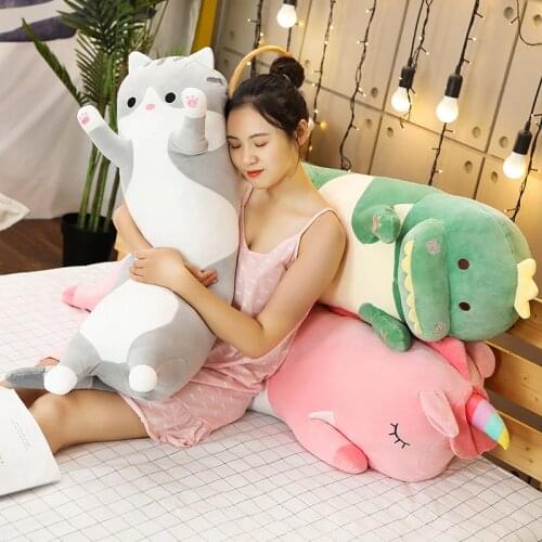 70-120CM Lovely Cartoon Animal Unicorn Cat Rabbit Plush Toys Stuffed Soft Long Sleeping Pillow Dolls Children Birthday Gift