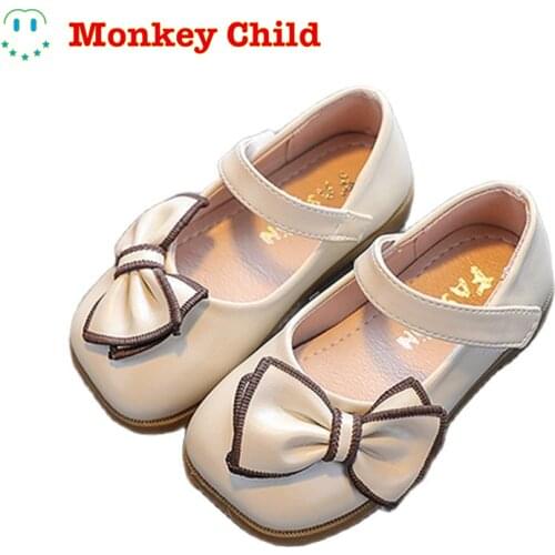 2021 New style Girls Korean version Bow tie Children Baby shoes Spring Autumn Soft bottom Princess shoes