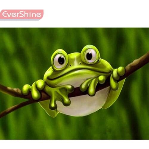 EverShine Frog Diamond Painting Full Square Picture Rhinestones Diamond Embroidery Cartoon Diamond Mosaic Animals Children Gift