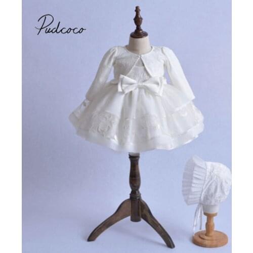 Brand New 0-18M Princess Baby Girl Formal Dress Cappa+Hats 3PCS Lace Party Christening Clothes Floral Bow Tutu Dress 0-18M