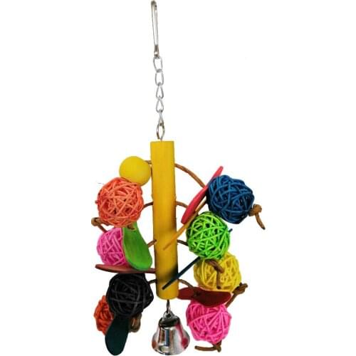 Small and Medium Parrot Toy Bird Toy Cylindrical Rattan Ball Colorful Wood Climbing and Biting Toy Bird Cage 8 Rattan Ball