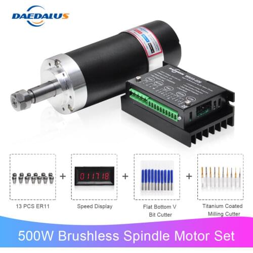 Daedalus 500W Brushless Motor Kit Air-cooled Spindle ER11 55MM Bracket Machine Milling Machine for CNC Milling Machine Tool