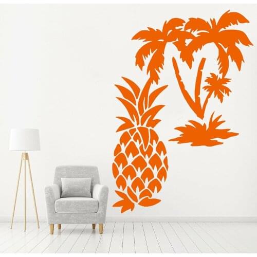 Fruit Wall Stickers Kids Room Art Decor Palm Tropical Beach Pineapple Vinyl Wall Decal Living Room Background Decoration Z332