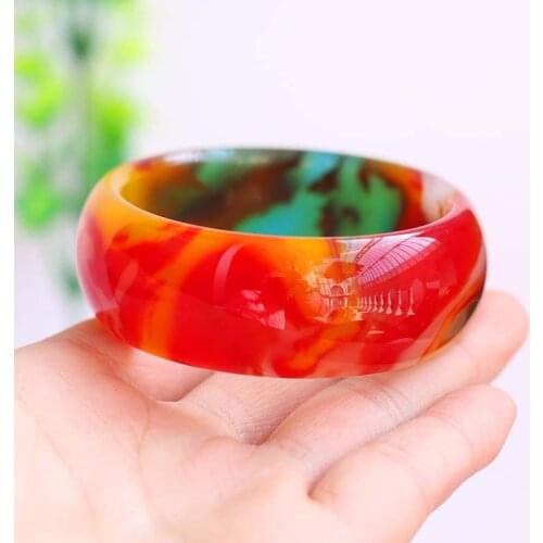 Natural Colorful Bracelet Gobi Chicken Blood Jade Bracelet Widened and Thickened Jade Bracelet