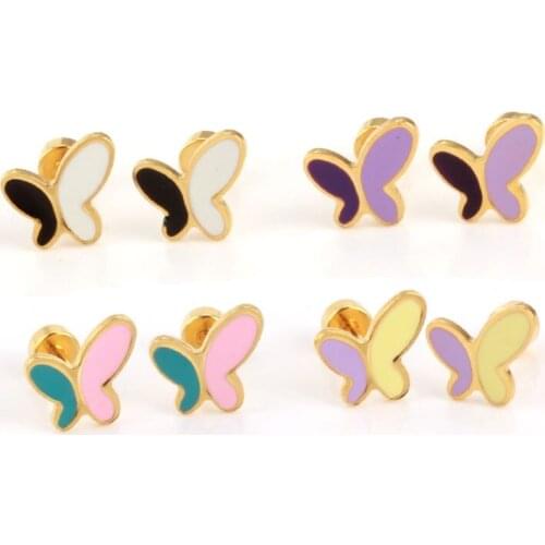 OUFEI Butterfly Earrings For Women Stainless Steel Earrings Set Fashion Jewellery Accessories Stud Earrings 2020 Free Shipping