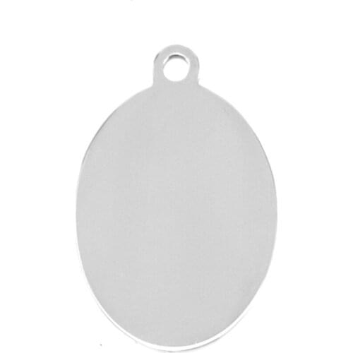 Stainless Steel Silver Color Blank Oval Tag Charms Pendants Mirror Polish DIY Jewelry Making Accessory Wholesale 50pcs