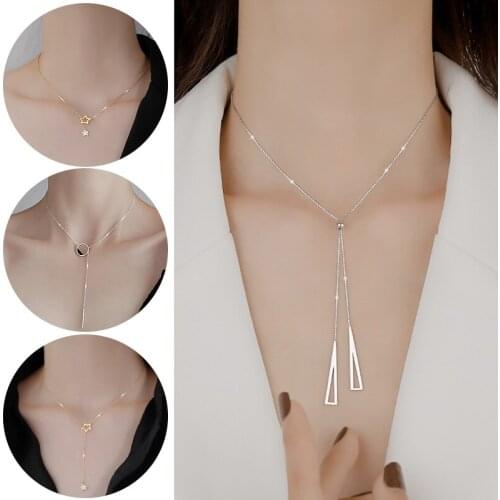 New Simple Temperament Necklace Fashion Female Adjustable Metal Pendant Clavicle Chain Necklaces Jewelry Gifts