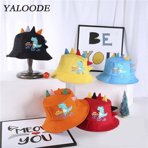 Spring Baby Girl Hat Cartoon Dinosaur Baby Boy Bucket Hat Summer UV Protection Beach Fishing Outdoor Sun Cap Kids Children Caps
