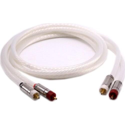 Pair 7N Silver Plated OCC RCA Cable Analog Cable RCA Audio Signal Cable with Gold Plated RCA Plug