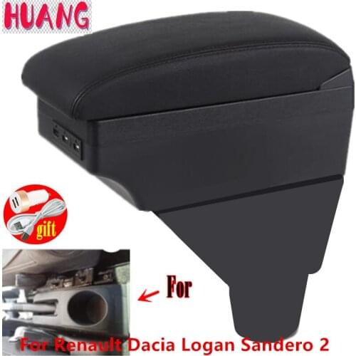 Armrest box For Renault Dacia Sandero Logan Armrest USB Double layer central Store content car accessories
