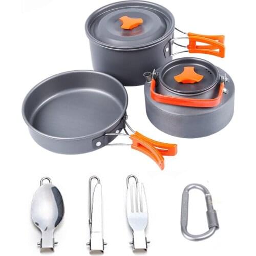 Hiking Camping Cookware Mess Kit Backpacking Gear Outdoors Bug Out Bag Cooking Equipment 10 Piece Cookset Bowls