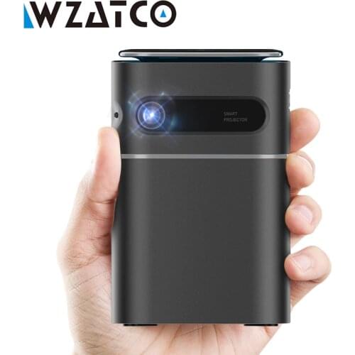 WZATCO A8 Mini Portable Pico Smart Android Wifi Screenless TV lAsEr LED DLP Projector Proyector support 4K 1080P for Smartphone