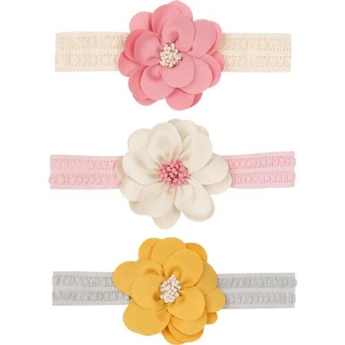 Camellia Headband Elastic Cotton Lace Headdress Soft Chiffon Flora Turban Hair Accessories For Newborm Baby Girls Accessories
