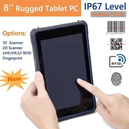 8'' Android Rugged Tablets PC With Barcode Scanner PC Fingerprint Collector LF 125KHZ 134.2KHZ UHF RFID Reader Handheld Computer