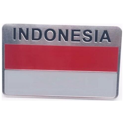 Aluminum Alloy Rectangle Styling Indonesia National Emblem Indonesian Flags Car Stickers 8x5cm