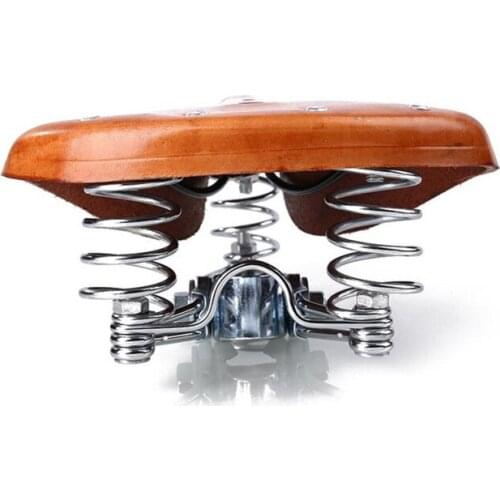 Bicycle Seat Cowhleather Seat Three Spring Retro Car Riding Mountain Bike Seat Accessories bicycle Saddle