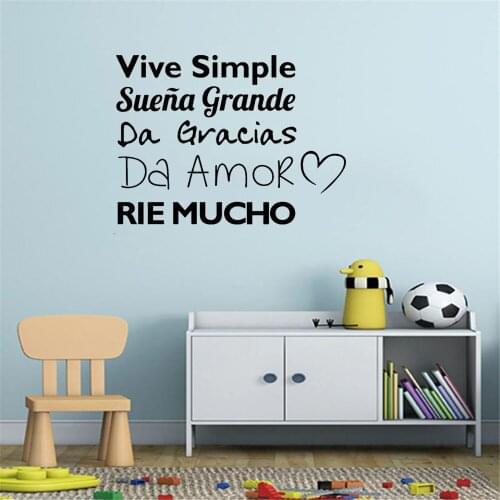Vive Simple Da Gracias Wall Sticker Spanish Quote Wall Decal Home Decoration For Living room Bedroom Vinyl RU4014