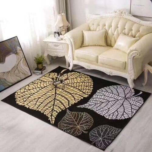 Modern Leaf Style Carpet Living Room Carpet Dark Green Gold Black Gradient Diamond Lattice Bedroom Carpet Kitchen Carpet Carpet