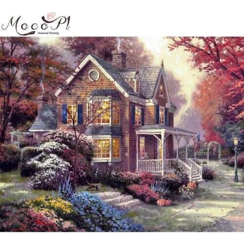 Villa,Diamond painting,Scenery,Full,Diamond Embroidery,Round/Square,Country House,Cross Stitch,Needlework,Mosaic,Gift,Home Decor