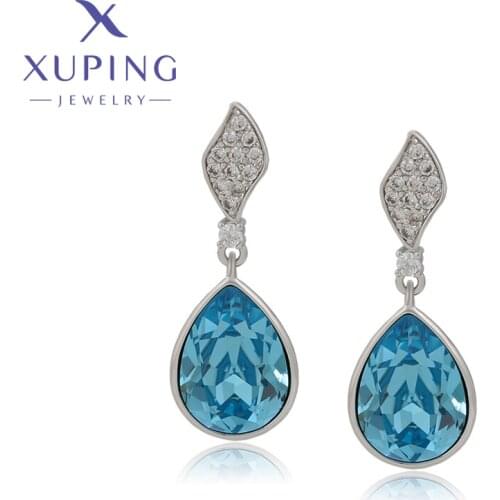 Xuping Jewelry Fashion Shining Water Drop Shaped Crystals Dangle Earrings for Women 20306