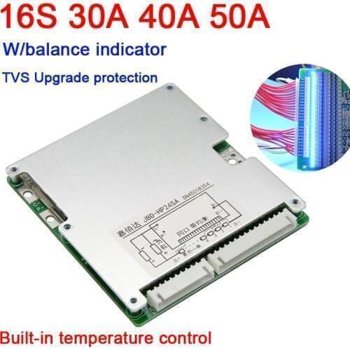 16S 60V 48V 50A 40A 30A lithium battery protection board BMS batteries Li-ion lipo lifepo4 W/ LED balance indicator 14S 13S 10S
