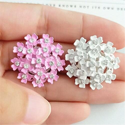 10pcs 26x26mm Metal Alloy Crystal Enamel Flowers DIY Handmade Accessories For Jewelry Making