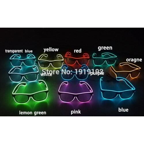 10 colors el glasses EL Wire Fashion Neon LED Light Up Shutter Shaped Glow Sun Glasses Rave Costume Party DJ Bright SunGlasses
