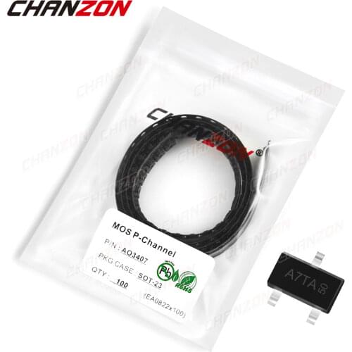 100pcs AO3407 SOT-23 P-Channel SMD Mosfet Bipolar Junction Transistor BJT SIC Mos Fets Triode Tube SMT Integrated Circuits