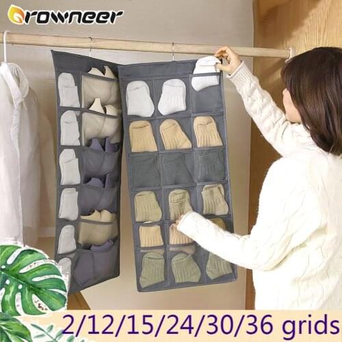 2/12/15/24/30/36 grids Double Sided Hanging Organizers Oxford Multifunction Socks Underwear Toy Sundries Sorting Storage Bag