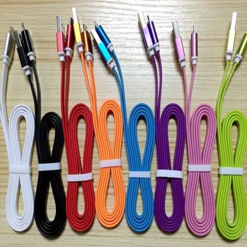 200pcs/lot 1M Fast Charger TPE Flat noodle Micro usb data cable for samsung s6 s7 s3 s4 htc lg
